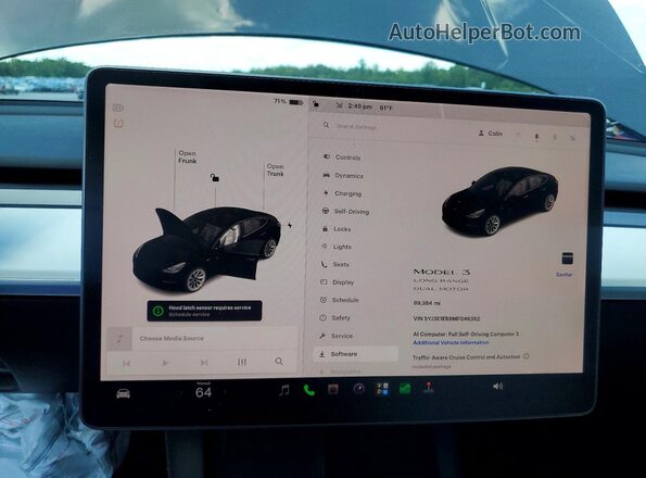 5YJ3E1EB9MF046352 2021 TESLA MODEL Black Vista del cuadro de instrumentos