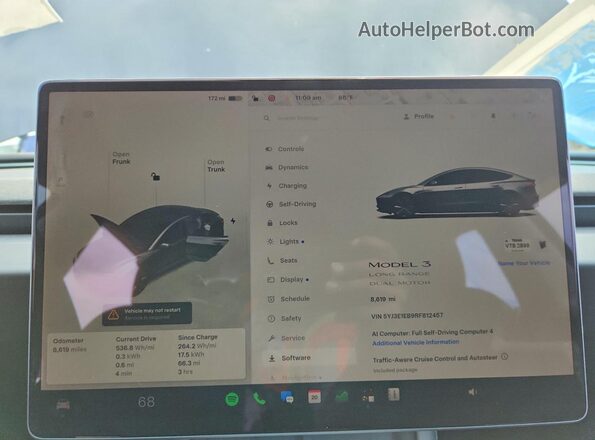 5YJ3E1EB9RF812457 2024 TESLA MODEL Угольный Вид щитка приборов