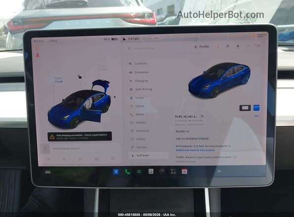 5YJ3E1EBXKF450516 2019 TESLA MODEL 3 Blue Rear seats view