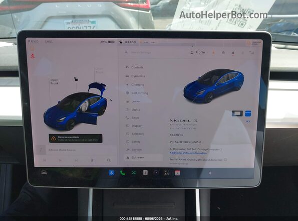 5YJ3E1EBXKF450516 2019 TESLA MODEL 3 Blue 