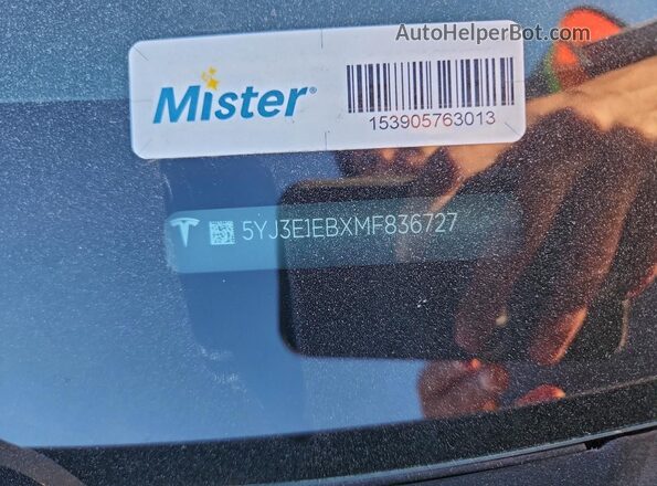 5YJ3E1EBXMF836727 2021 TESLA MODEL Gray Vista del compartimento del motor