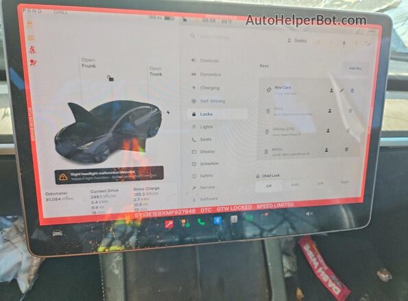 5YJ3E1EBXMF927948 2021 TESLA MODEL Серый Вид щитка приборов