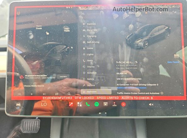 5YJ3E1EBXNF273163 2022 TESLA MODEL Black Widok zestawu wskaźników