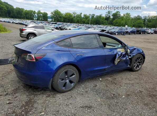 5YJ3E1EBXNF334995 2022 TESLA MODEL Blue Задня права чверть