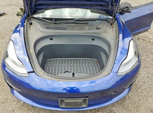 5YJ3E1EBXNF334995 2022 TESLA MODEL Blue Вид задньої частини салону