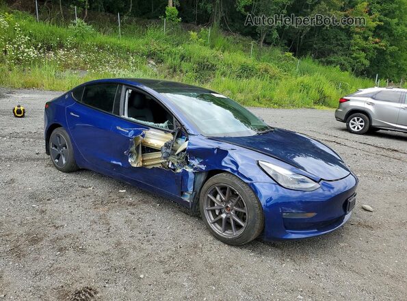 5YJ3E1EBXNF334995 2022 TESLA MODEL Blue Передня права чверть