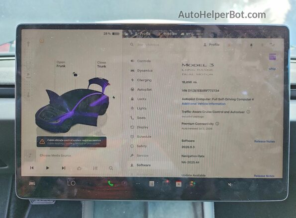5YJ3E1EBXRF773734 2024 TESLA MODEL Черный Вид щитка приборов