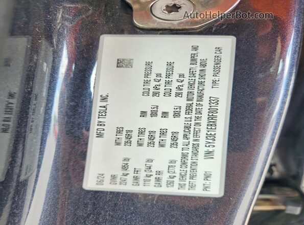 5YJ3E1EBXRF801337 2024 TESLA MODEL Gray Вид підкапотного простору