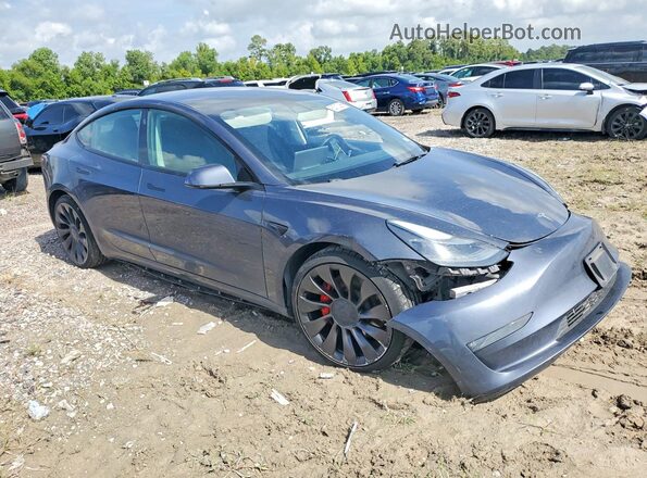 5YJ3E1EC0MF094833 2021 TESLA MODEL Серый Передняя правая четверть