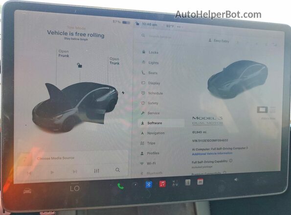 5YJ3E1EC0MF094833 2021 TESLA MODEL Серый Вид щитка приборов