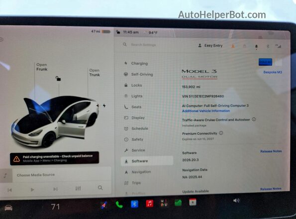 5YJ3E1EC2MF926480 2021 TESLA MODEL Белый Вид щитка приборов