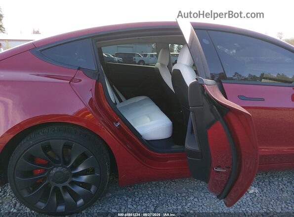 5YJ3E1EC3MF071241 2021 TESLA MODEL 3 Red Widok naklejki z numerem VIN
