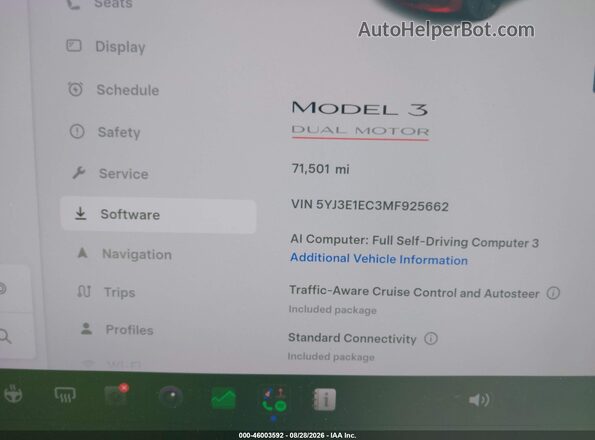 5YJ3E1EC3MF925662 2021 TESLA MODEL 3 Red Vista de los asientos traseros