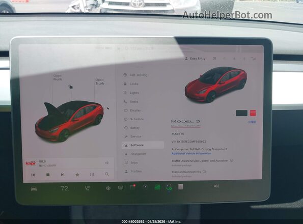 5YJ3E1EC3MF925662 2021 TESLA MODEL 3 Red 