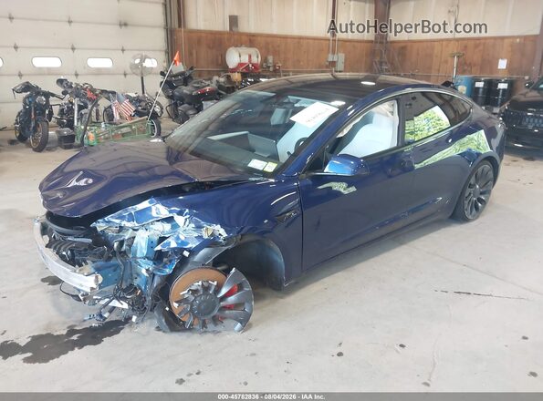 5YJ3E1EC3NF176895 2022 TESLA MODEL 3 Dark Blue Передня ліва чверть