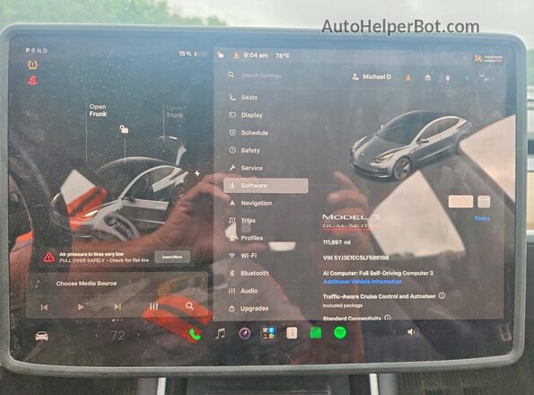 5YJ3E1EC5LF586188 2020 TESLA MODEL 3 Серый Вид щитка приборов
