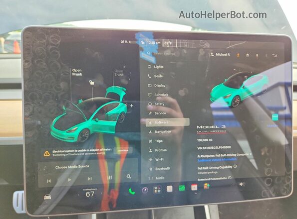 5YJ3E1EC5LF646860 2020 TESLA MODEL Gray Вид щитка приладів