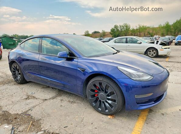 5YJ3E1EC6NF274402 2022 TESLA MODEL Blue Przód prawy