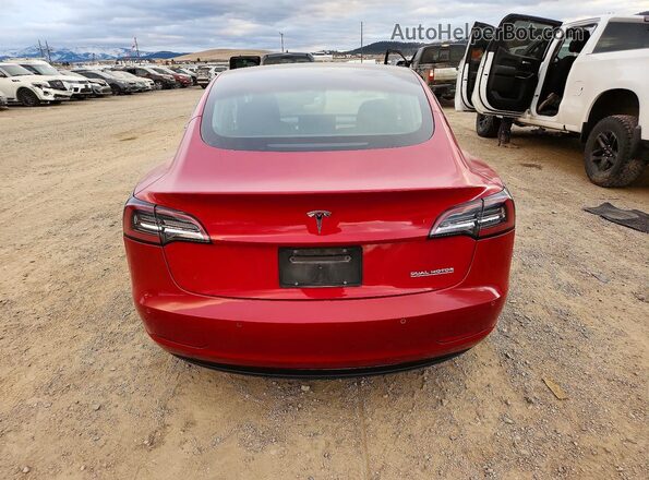 5YJ3E1EC7LF601905 2020 TESLA MODEL Red Rear view