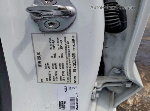 5YJ3E1EC8LF642138 2020 TESLA MODEL White ძრავის განყოფილების ხედი