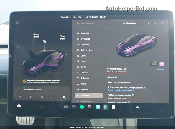 5YJ3E1EC8PF503102 2023 TESLA MODEL 3 Gray Вид задніх сидінь