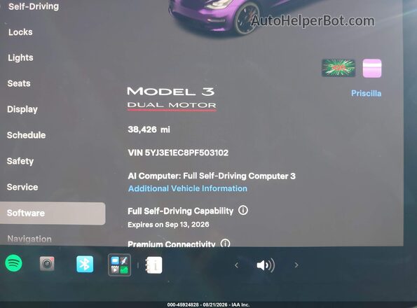 5YJ3E1EC8PF503102 2023 TESLA MODEL 3 Gray 