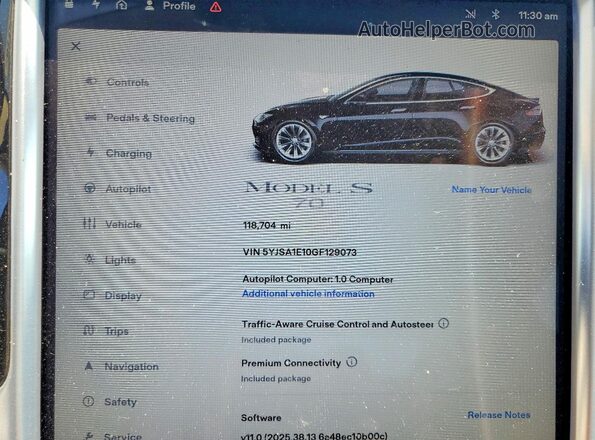 5YJSA1E10GF129073 2016 TESLA MODEL Black Սարքավորումների վահանակի տեսք