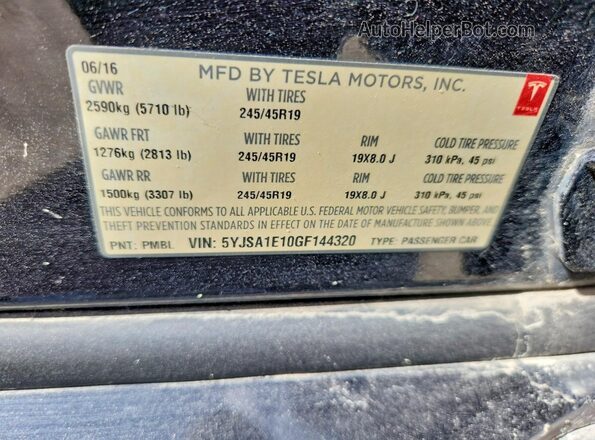 5YJSA1E10GF144320 2016 TESLA MODEL Black ძრავის განყოფილების ხედი