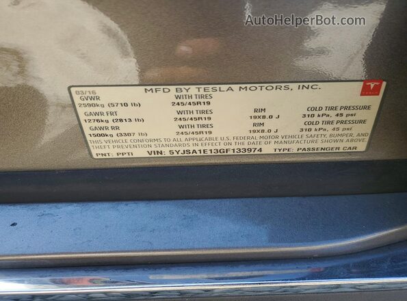 5YJSA1E13GF133974 2016 TESLA MODEL White ძრავის განყოფილების ხედი