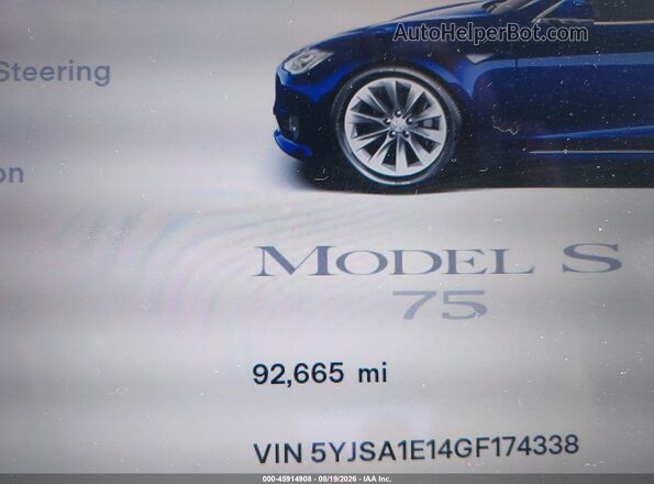 5YJSA1E14GF174338 2016 TESLA MODEL S Blue 