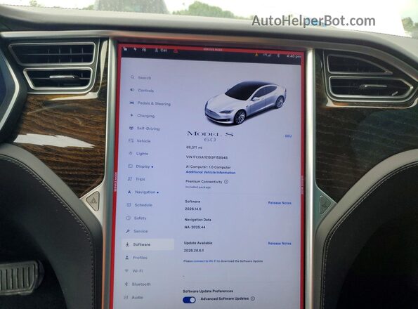5YJSA1E16GF158948 2016 TESLA MODEL White Սարքավորումների վահանակի տեսք