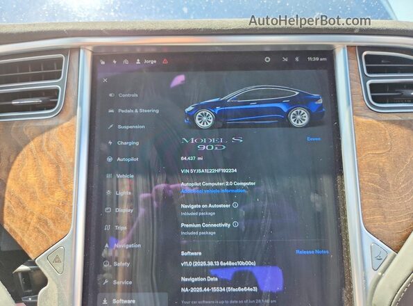 5YJSA1E22HF192234 2017 TESLA MODEL Blue Instrument cluster view