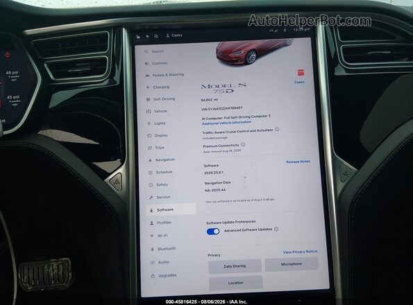 5YJSA1E22HF199457 2017 TESLA MODEL S Красный 