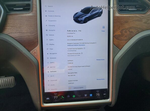 5YJSA1E22MF426978 2021 TESLA MODEL Gray Vista del cuadro de instrumentos