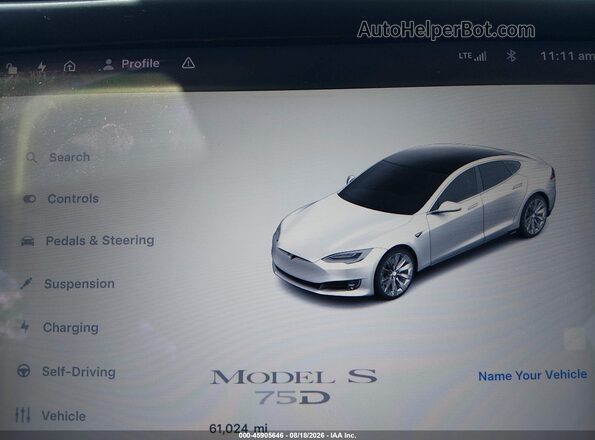 5YJSA1E24JF264363 2018 TESLA MODEL S White უკანა სავარძლების ხედი