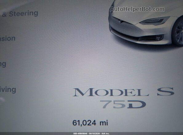5YJSA1E24JF264363 2018 TESLA MODEL S White სალონის 360-გრადუსიანი ხედი