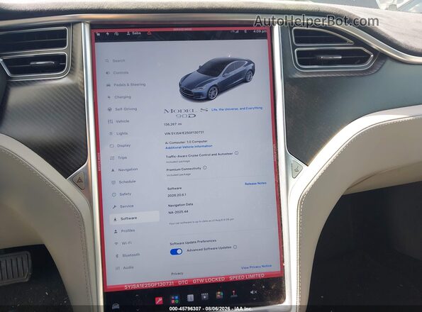 5YJSA1E25GF130731 2016 TESLA MODEL S Gray Вид задніх сидінь