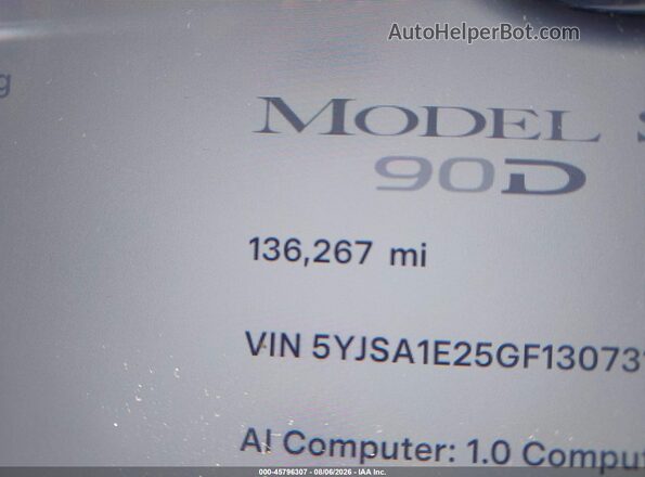 5YJSA1E25GF130731 2016 TESLA MODEL S Gray 