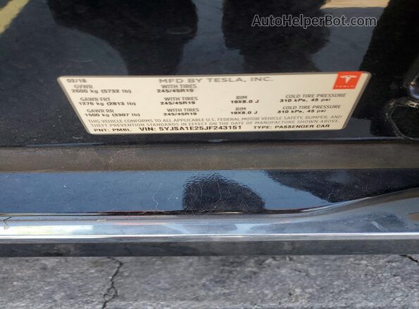 5YJSA1E25JF243151 2018 TESLA MODEL Черный Вид подкапотного пространства