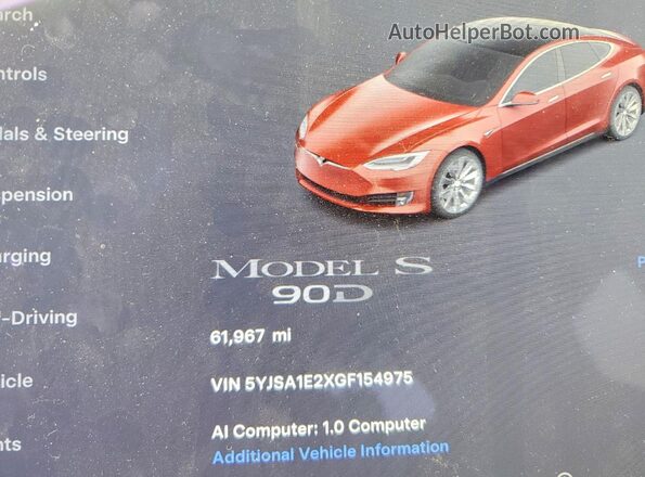 5YJSA1E2XGF154975 2016 TESLA MODEL Red 