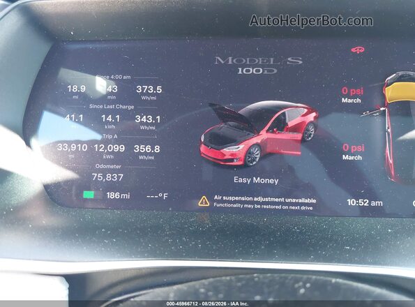 5YJSA1E2XHF199173 2017 TESLA MODEL S Red უკანა სავარძლების ხედი