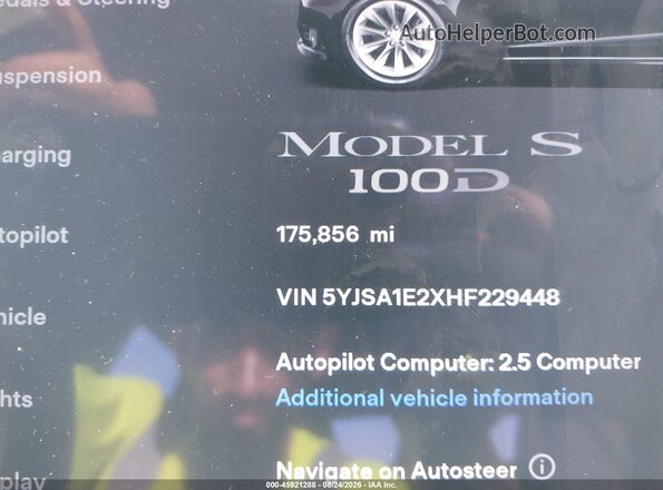 5YJSA1E2XHF229448 2017 TESLA MODEL S Black 