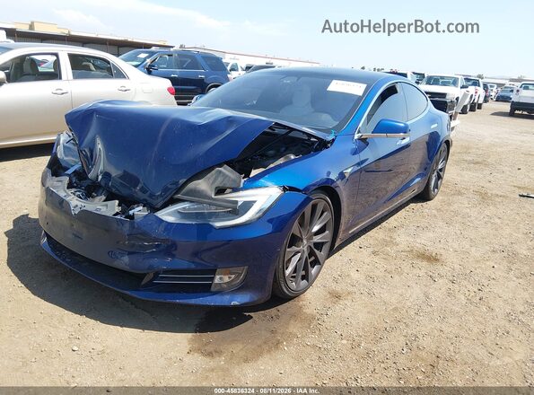 5YJSA1E2XJF273536 2018 TESLA MODEL S Blue წინა მარცხენა ხედი სამი მეოთხედიდან