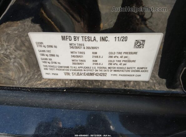 5YJSA1E48MF424282 2021 TESLA MODEL S Black ძრავის განყოფილების ხედი