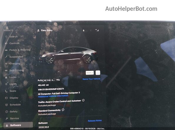 5YJSA1E50MF428271 2021 TESLA MODEL S Серый Вид задних сидений