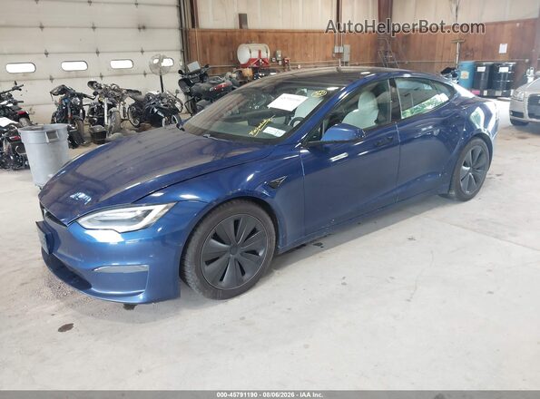 5YJSA1E51MF428280 2021 TESLA MODEL S Синий Передняя левая четверть