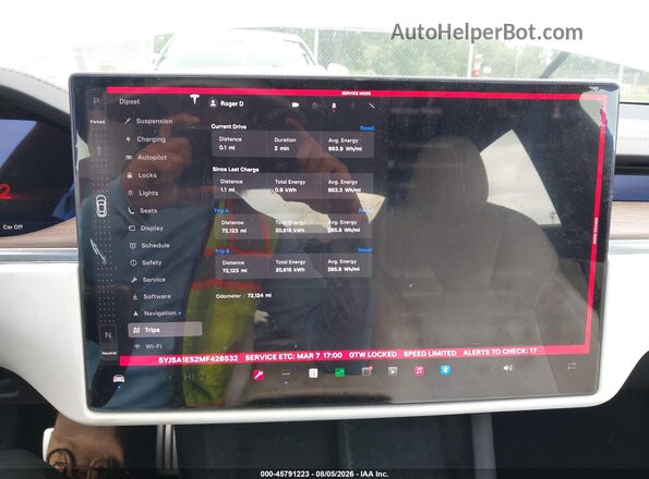 5YJSA1E52MF428532 2021 TESLA MODEL S White Հետևի նստատեղերի տեսք
