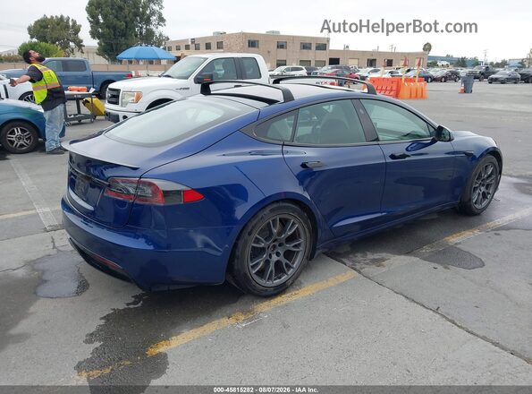 5YJSA1E54MF428368 2021 TESLA MODEL S Blue Задня права чверть
