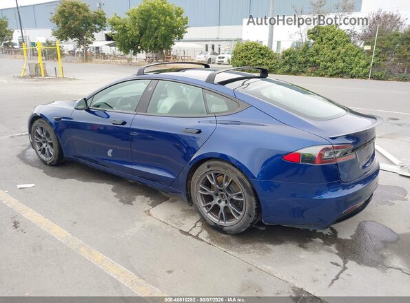 5YJSA1E54MF428368 2021 TESLA MODEL S Blue Задня ліва чверть