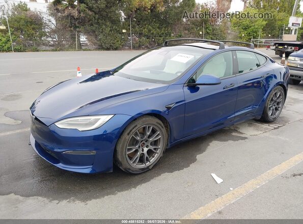 5YJSA1E54MF428368 2021 TESLA MODEL S Blue Передня ліва чверть